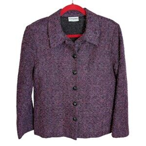 Alfred Dunner Boucle Textured Blazer Jacket Button-Up Size 14 Office Church